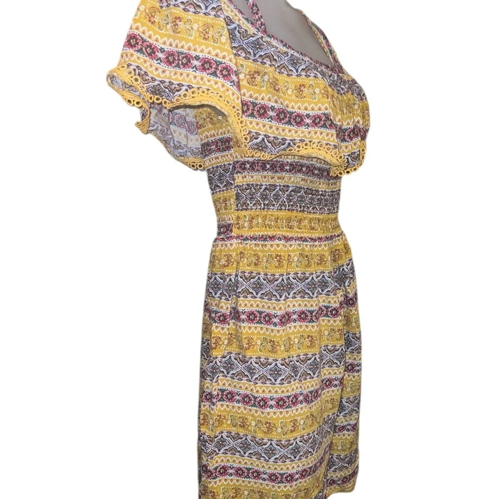 Lily Rose Yellow and Brown Patterned Mini Dress - Picture 5 of 10